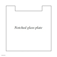 Notched glass plate 200x160 mm, 4 mm