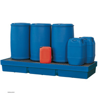 asecos Polyethylene sump pallet, 4 x 200 litre, grid PE, row