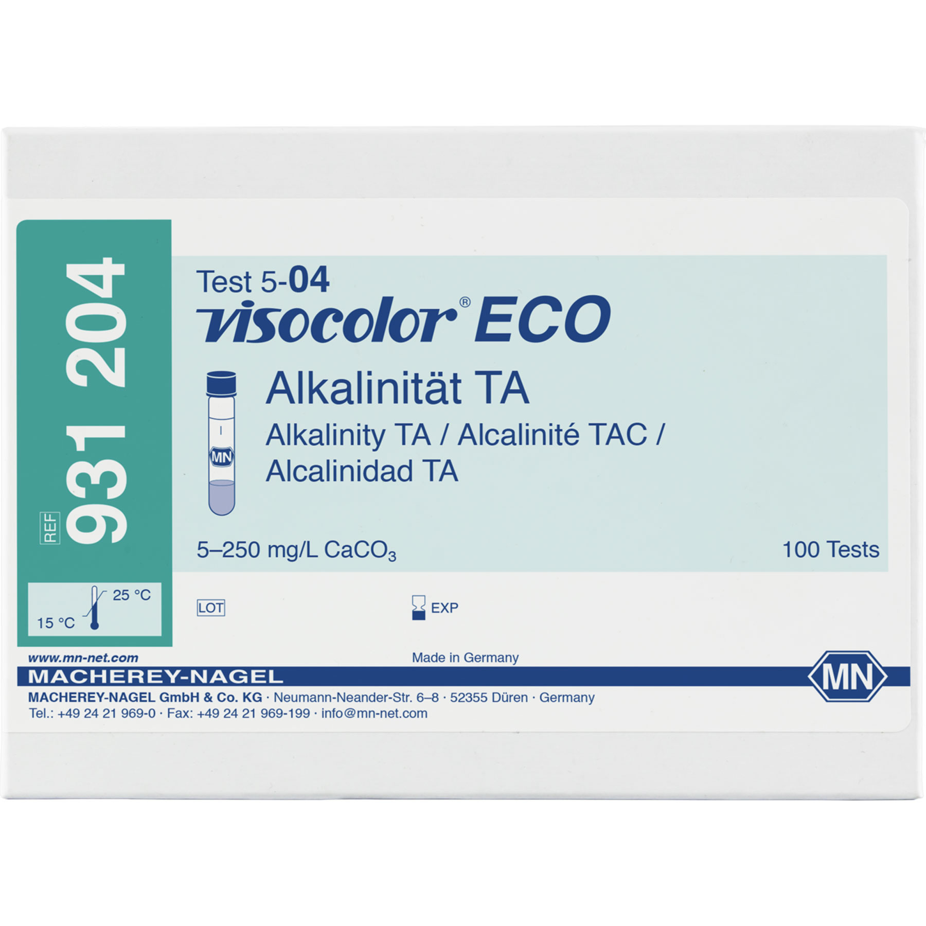 MACHEREY-NAGEL VISOCOLOR ECO kit de prueba de alcalinidad TA de relleno ...