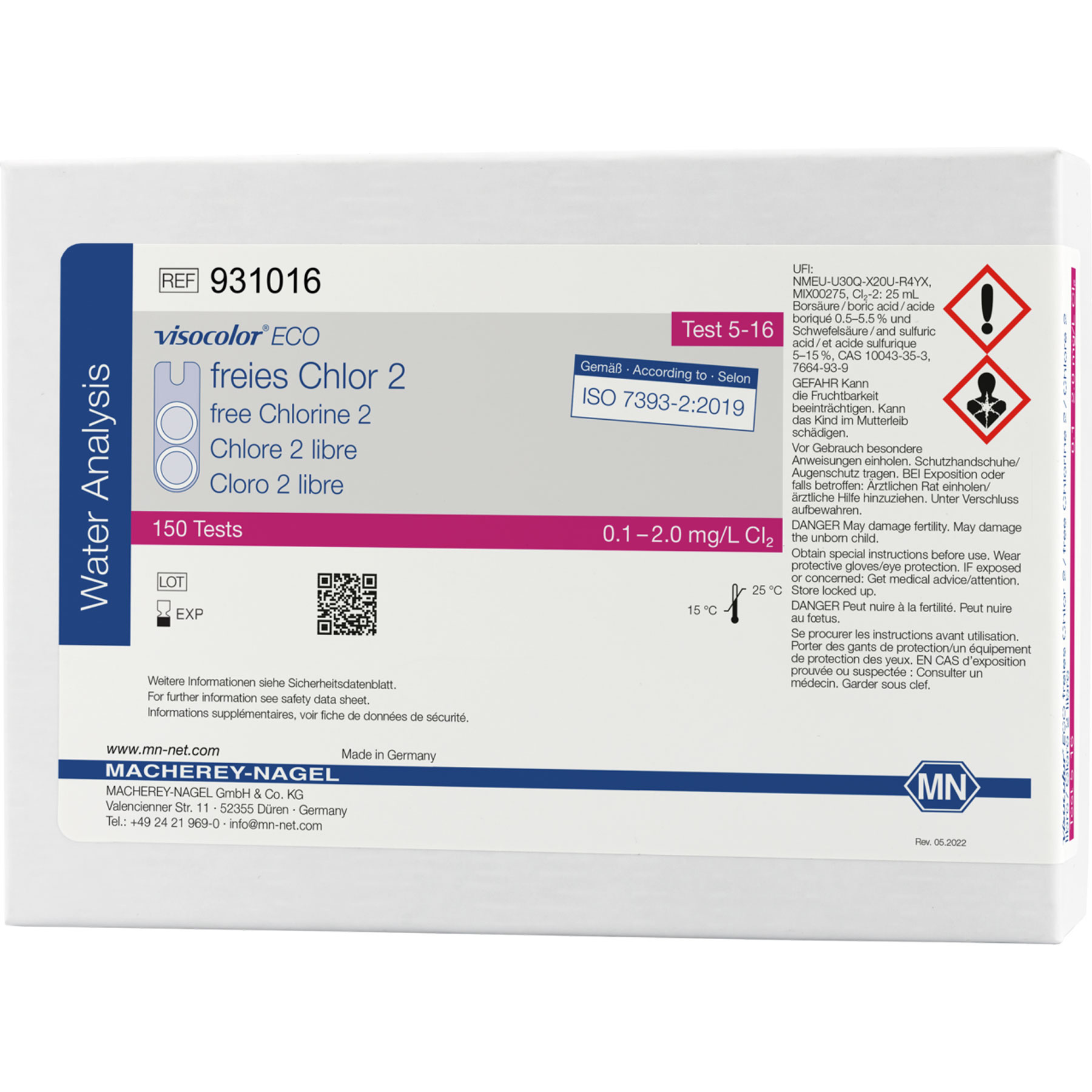 MACHEREY-NAGEL VISOCOLOR ECO Test kit free Chlorine 2, 40,00