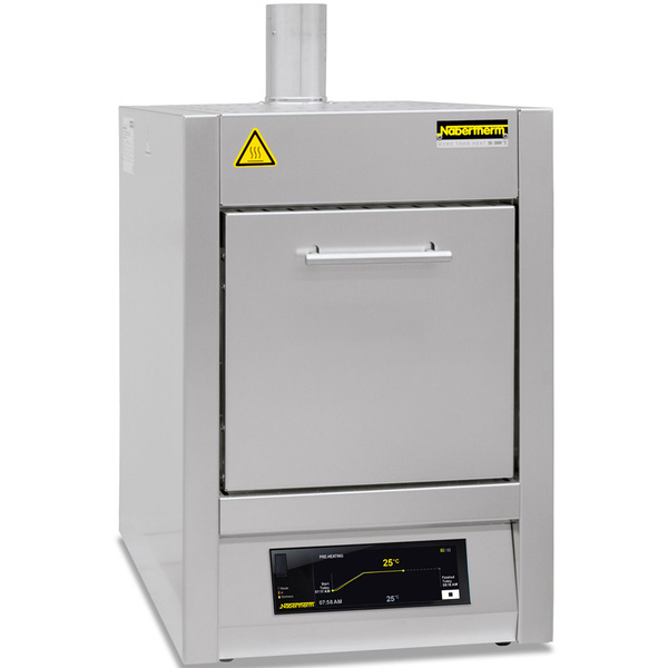 Horno de cenizas Nabertherm con limpieza de gases de combusti&oacute;n integrada, con puerta abatible