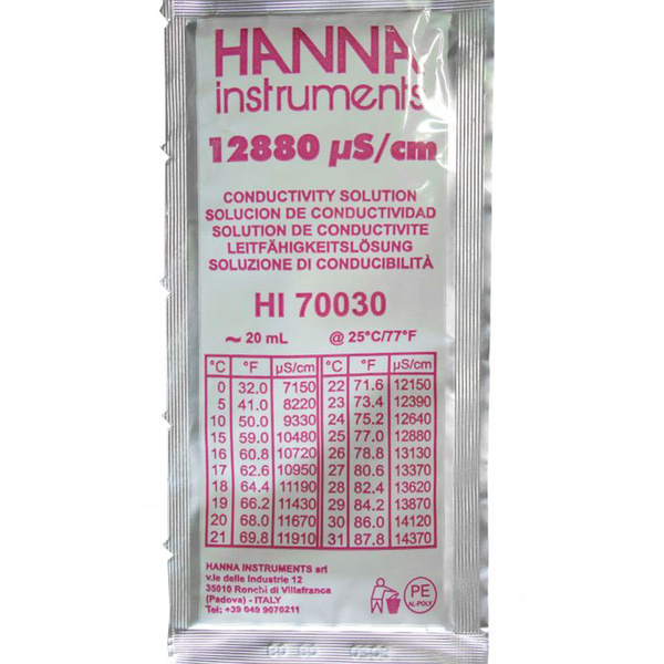 Conductivity solution 12880 mS/cm 25 x 20 ml bags, 36,00