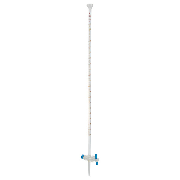 Bureta Labbox com torneira direita em PTFE e tiras de...