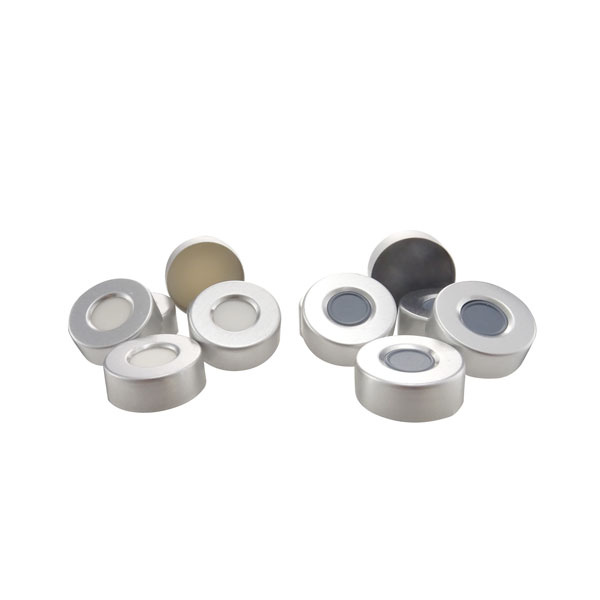 Labbox flare cap made of aluminium diameter 20 mm with septum, 31,51