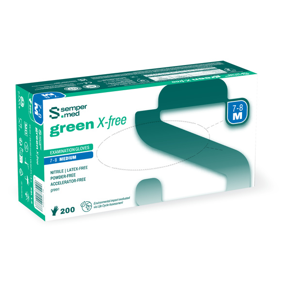 SEMPERMED Guanti monouso in nitrile verde X-free 200 pz.